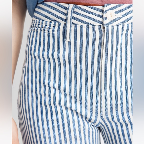 Madewell emmett wide-leg crop pants in herringbone railroad stripe - Picture 4 of 7